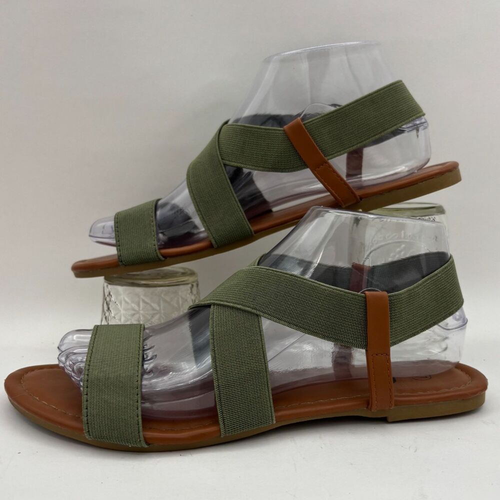 JBU by Jambu Meg Sandals Women's 7 Olive Green Taupe Elastic Strappy Comfort